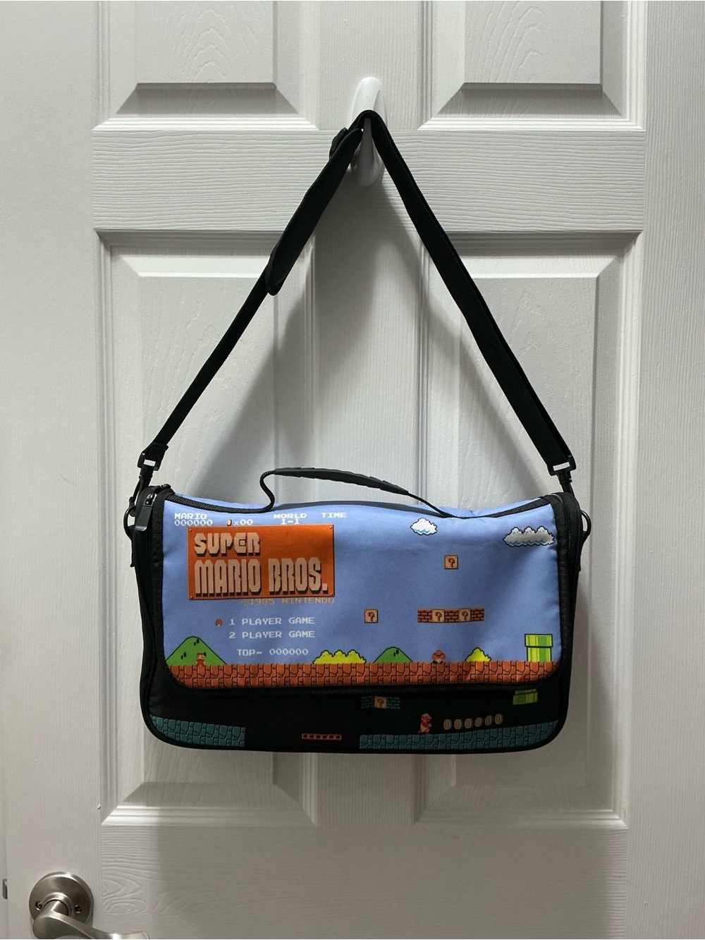 Nintendo Super Mario Bros. Light Blue and Black Messenger Bag
